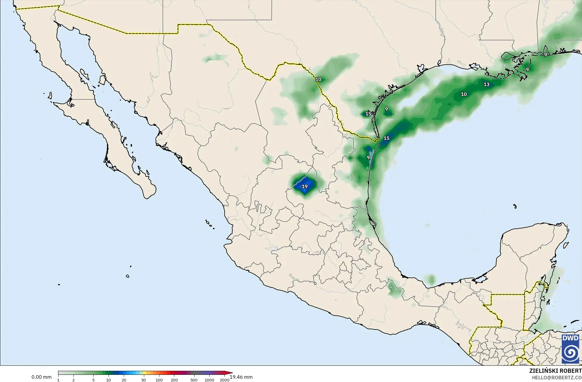 ICON model - Mexico, Precipitation Accumulation