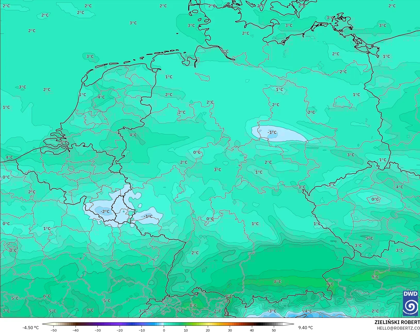 ICON model - Germany, Dewpoint at 2m