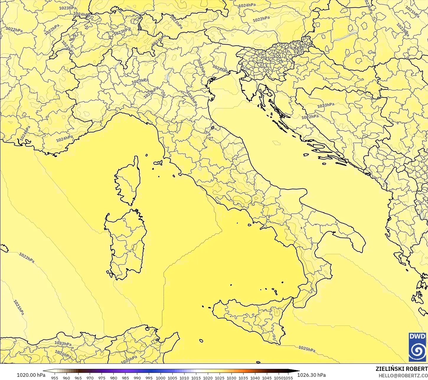 ICON model - Italy, Pressure