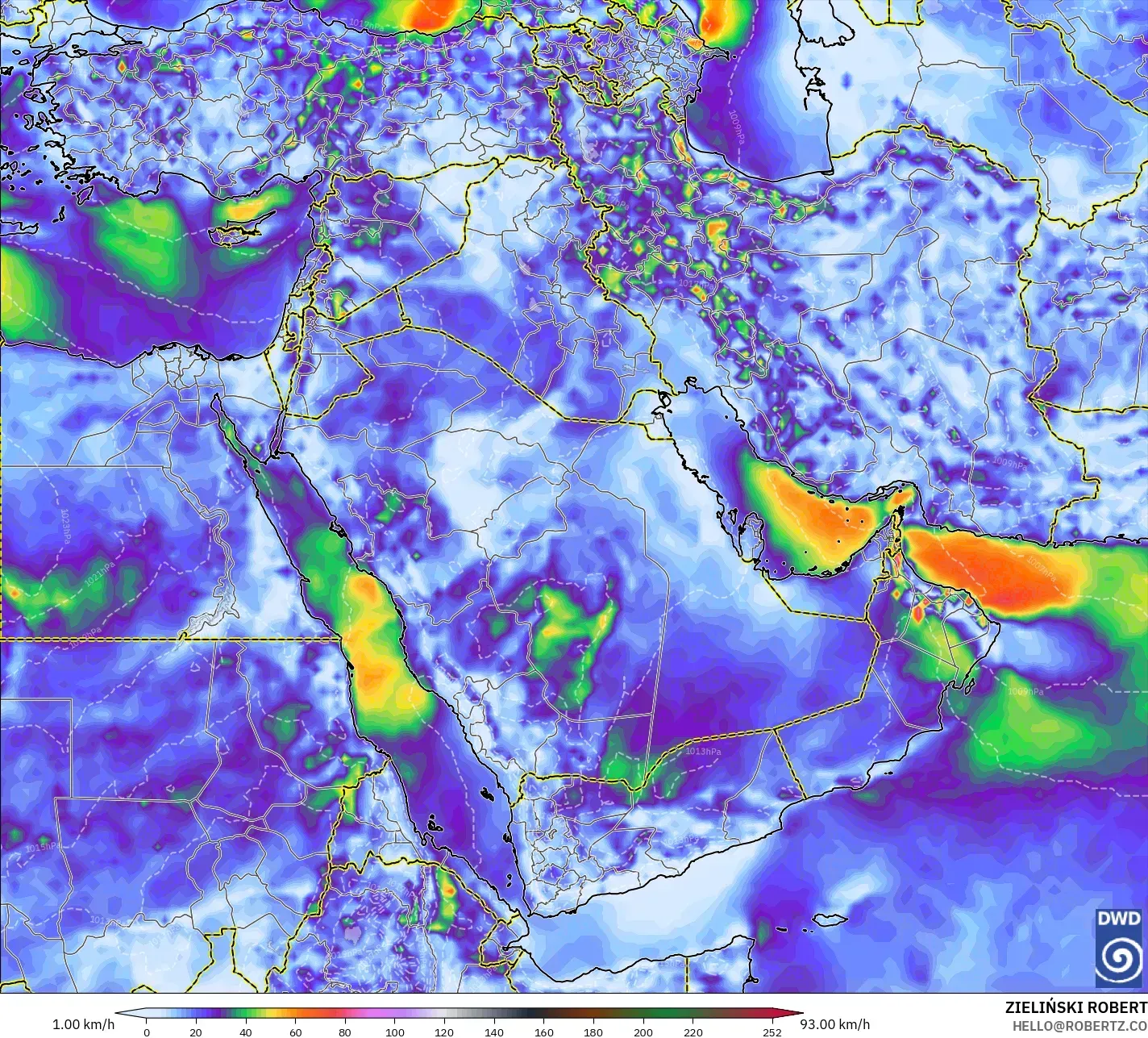 ICON model - Middle East, Wind Gusts
