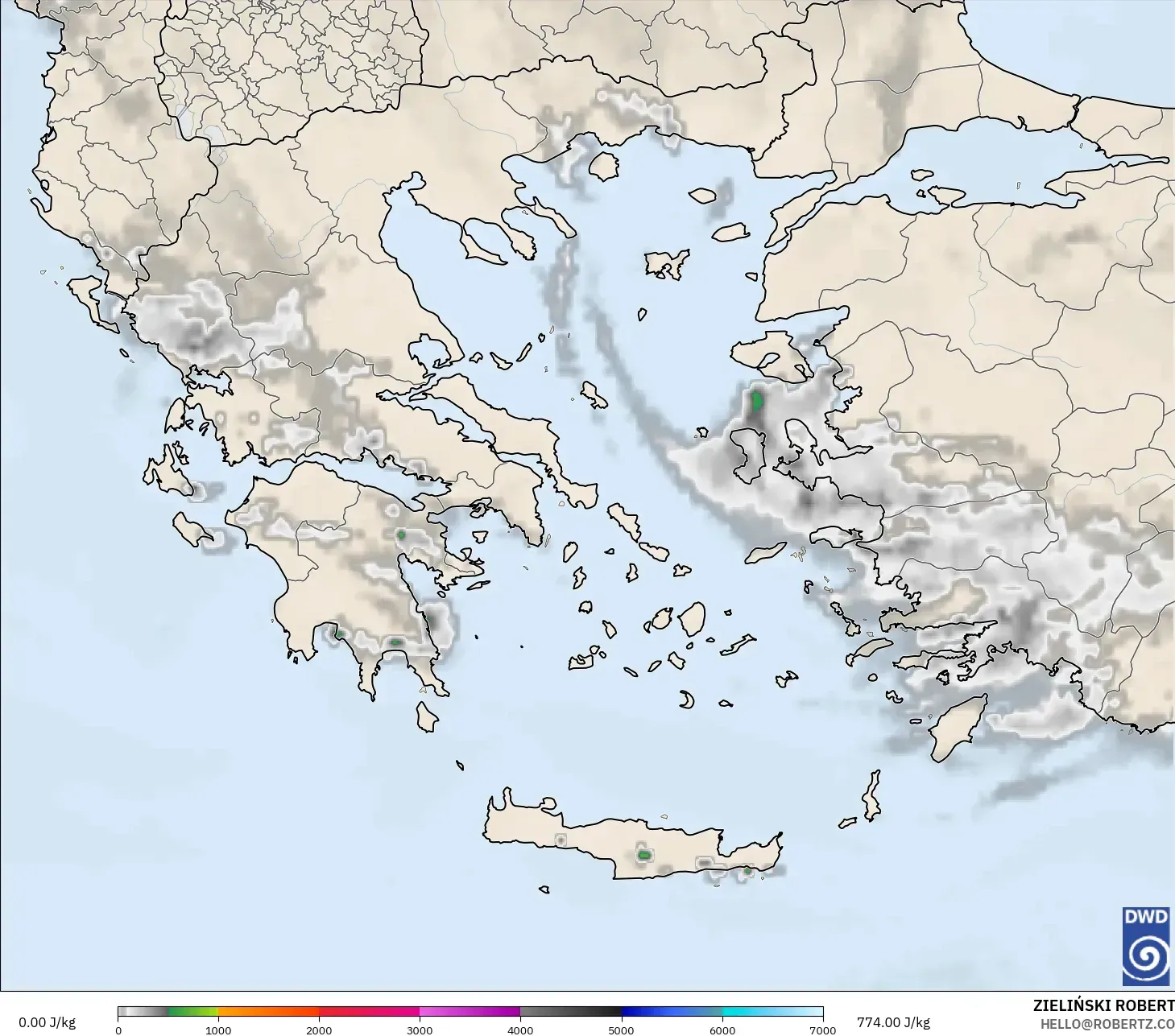 ICON model - Greece, CAPE