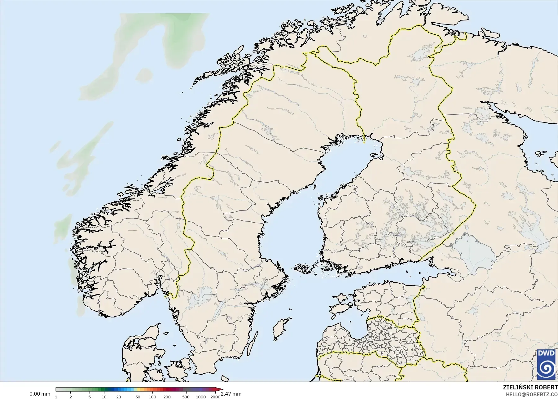 ICON model - Scandinavia, Precipitation Accumulation