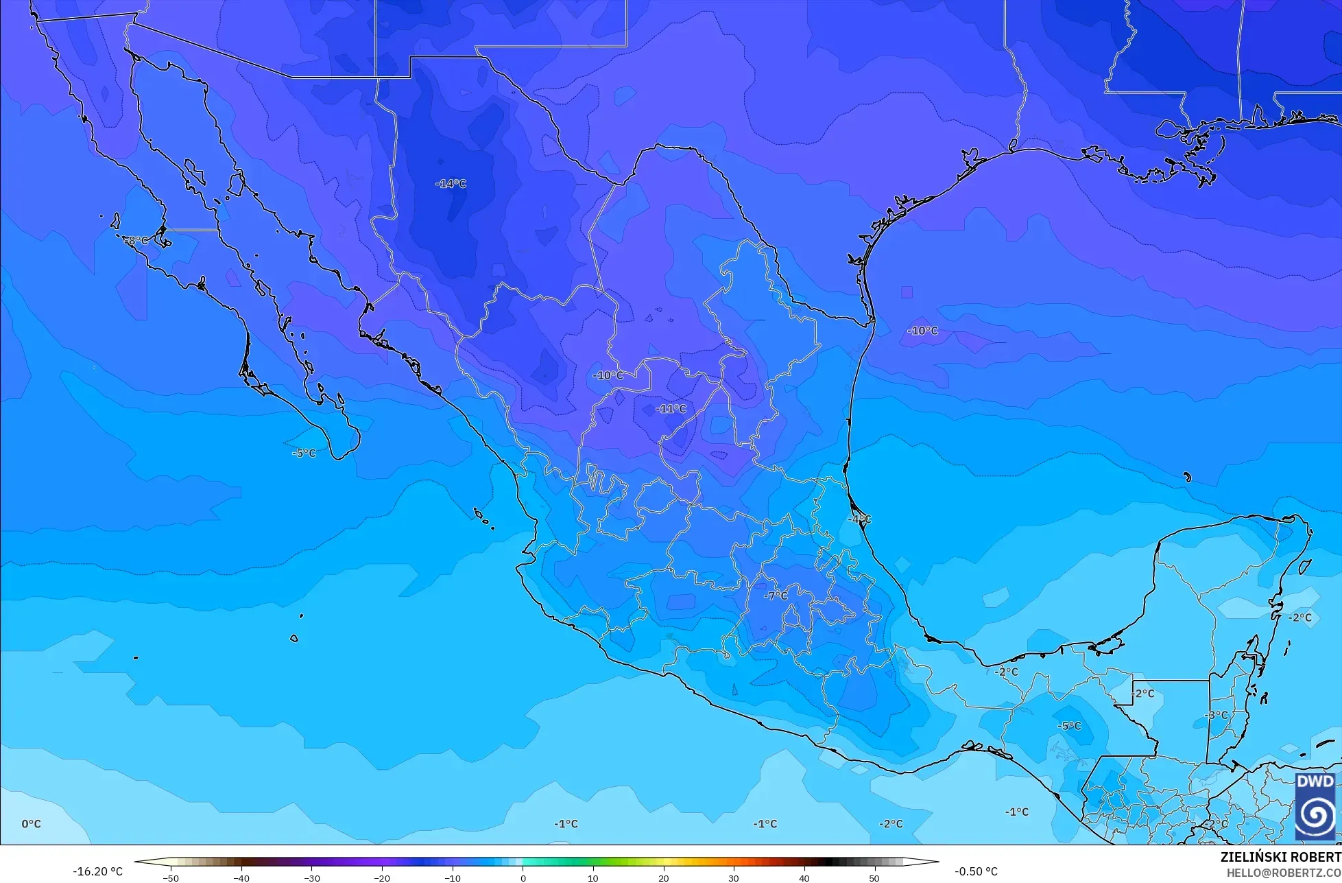 ICON model - Mexico, Temperature at 500hPa