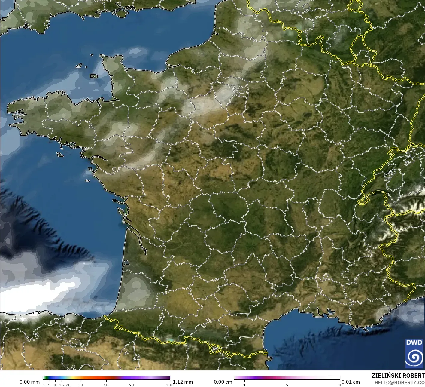 ICON model - Perancis, Hujan, Awan dan Tekanan