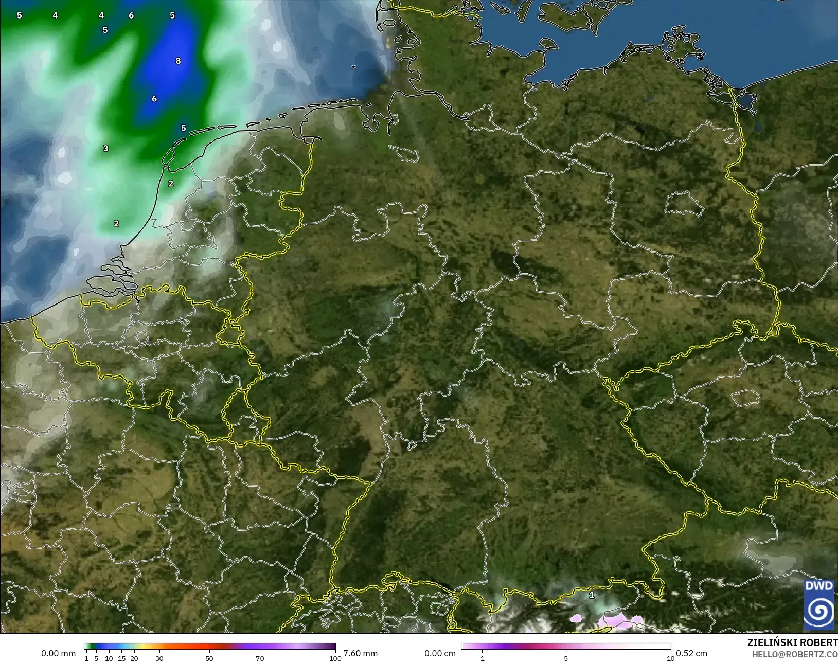 ICON model - Jerman, Hujan, Awan dan Tekanan