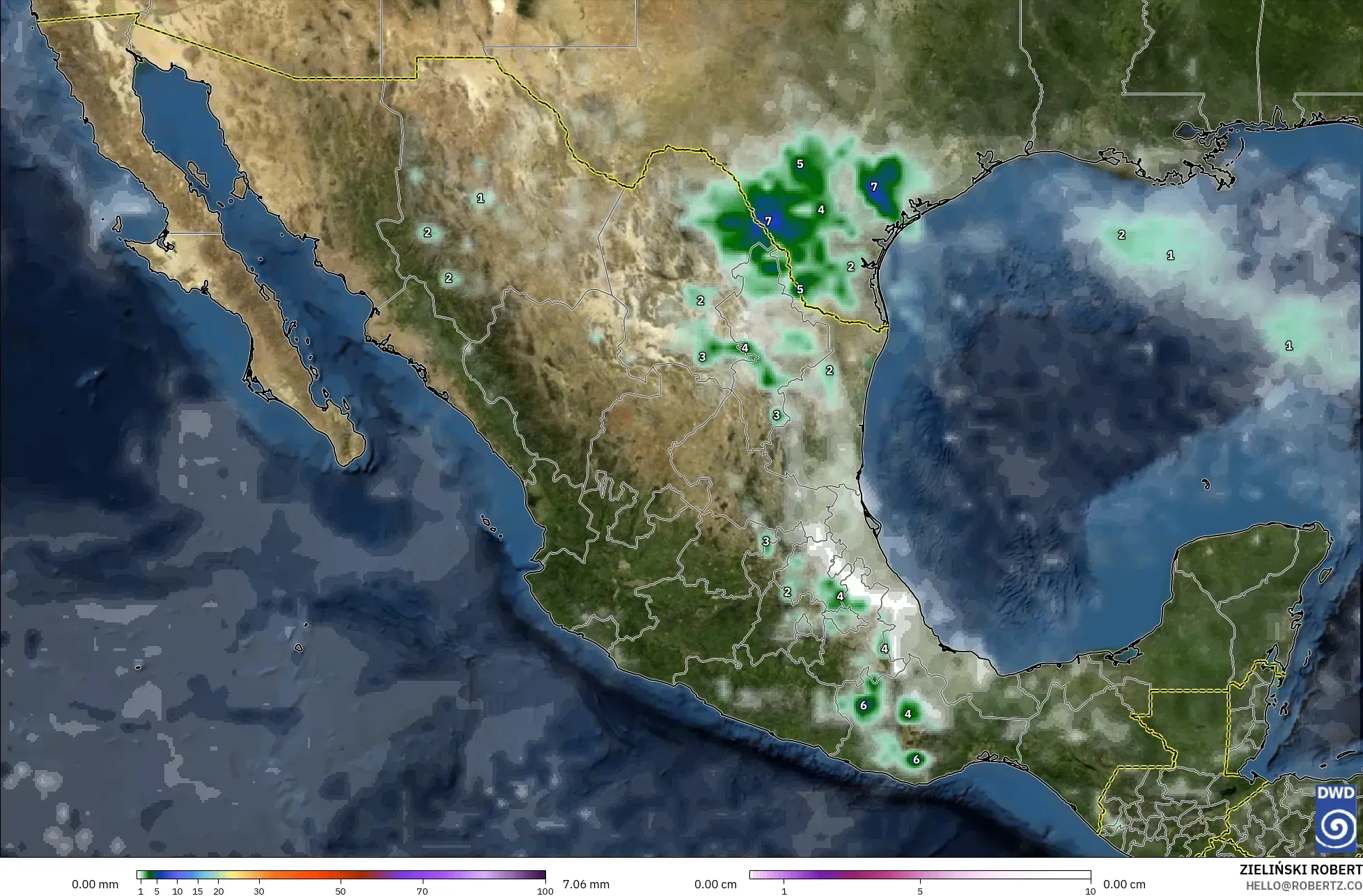ICON model - Mexico, Hujan, Awan dan Tekanan