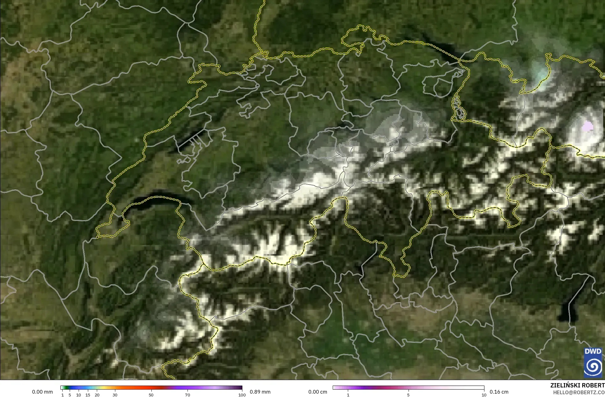 ICON model - Switzerland, Hujan, Awan dan Tekanan