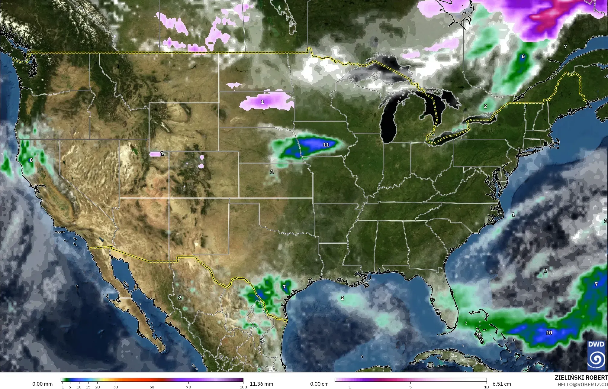 ICON model - Amerika Syarikat, Hujan, Awan dan Tekanan