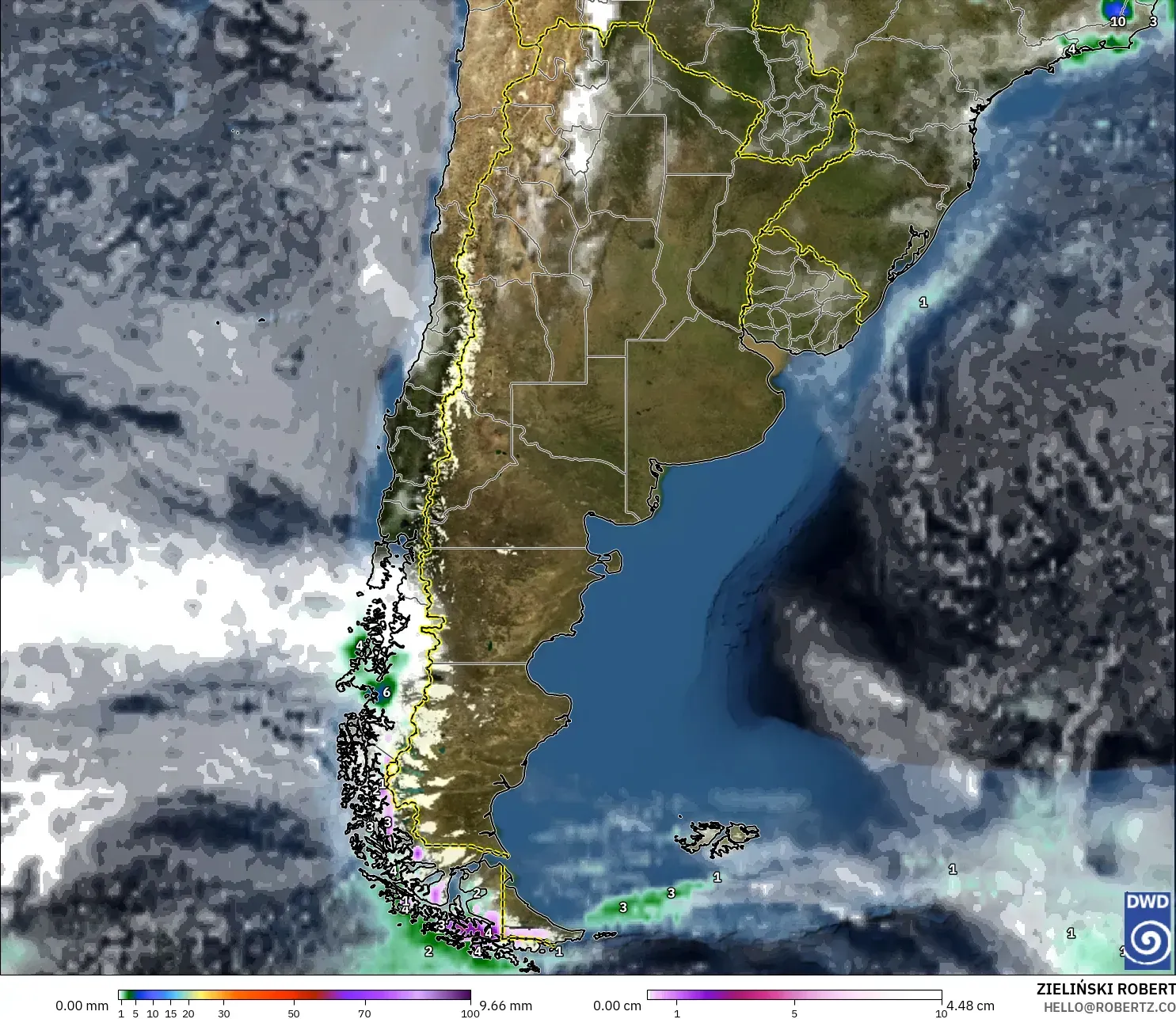 ICON modelo - Argentina, Precipitation, Clouds, and Pressure