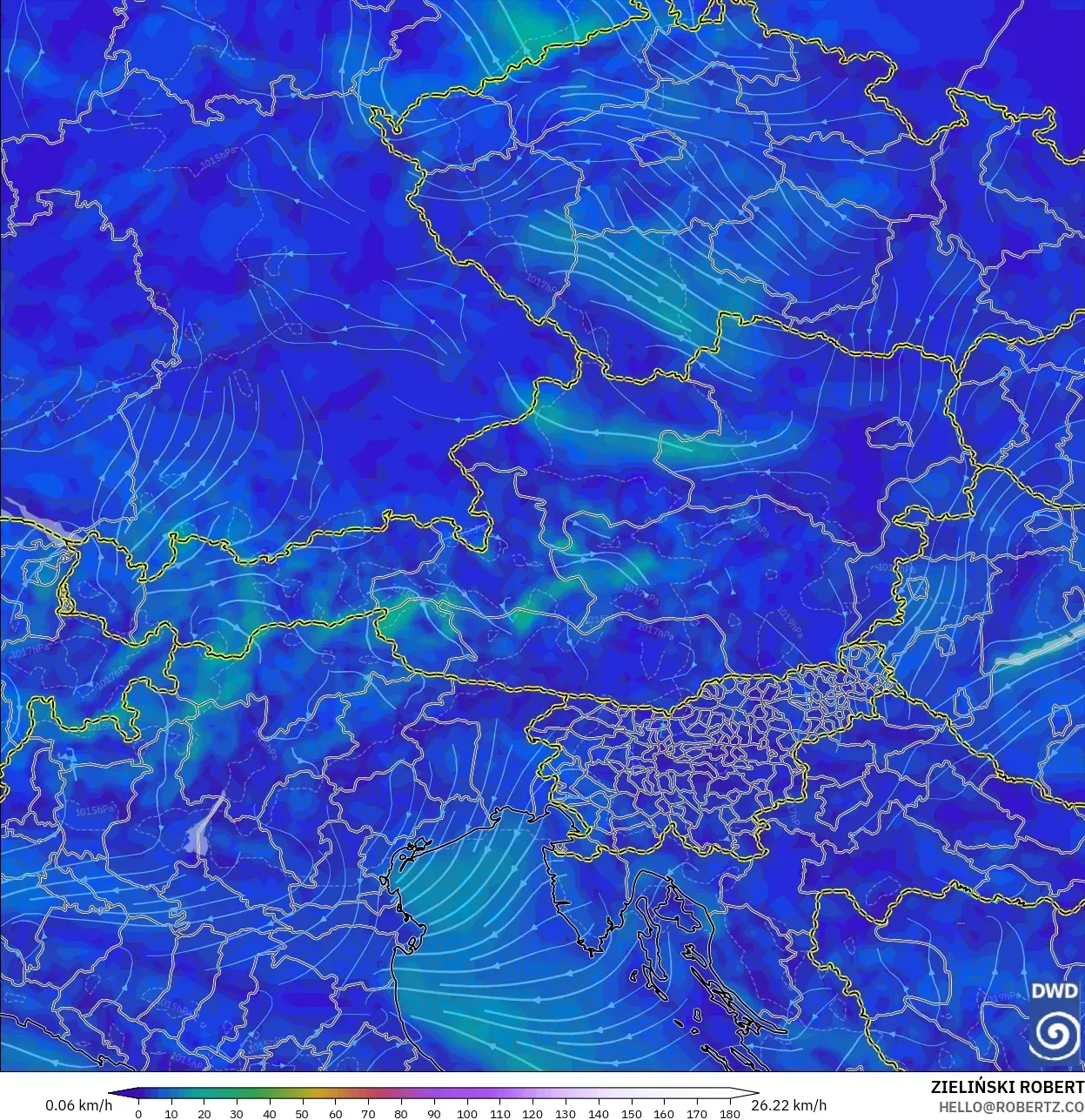 ICON model - Austria, Angin 10 m