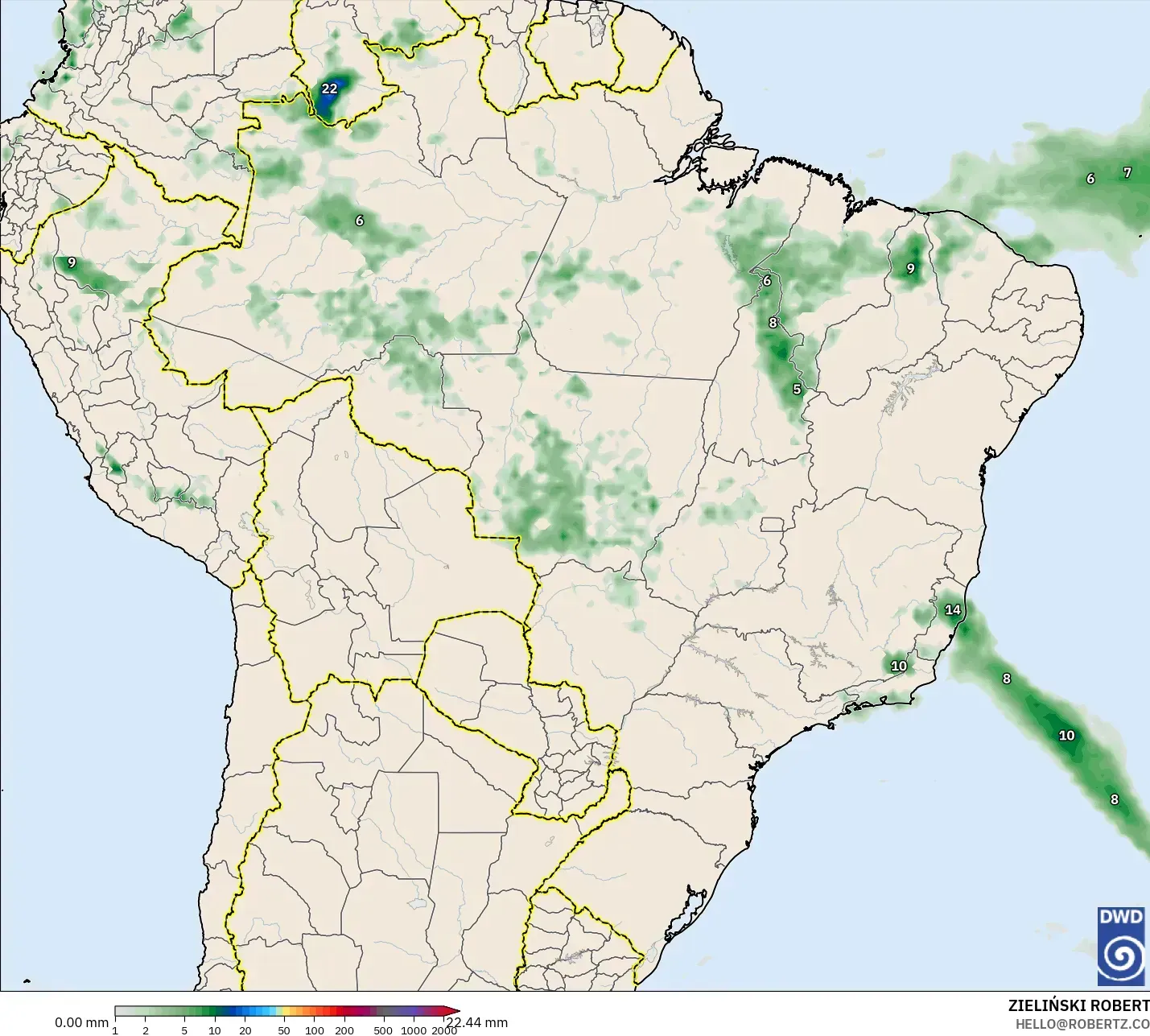 ICON model - Brazil, Pengumpulan Hujan