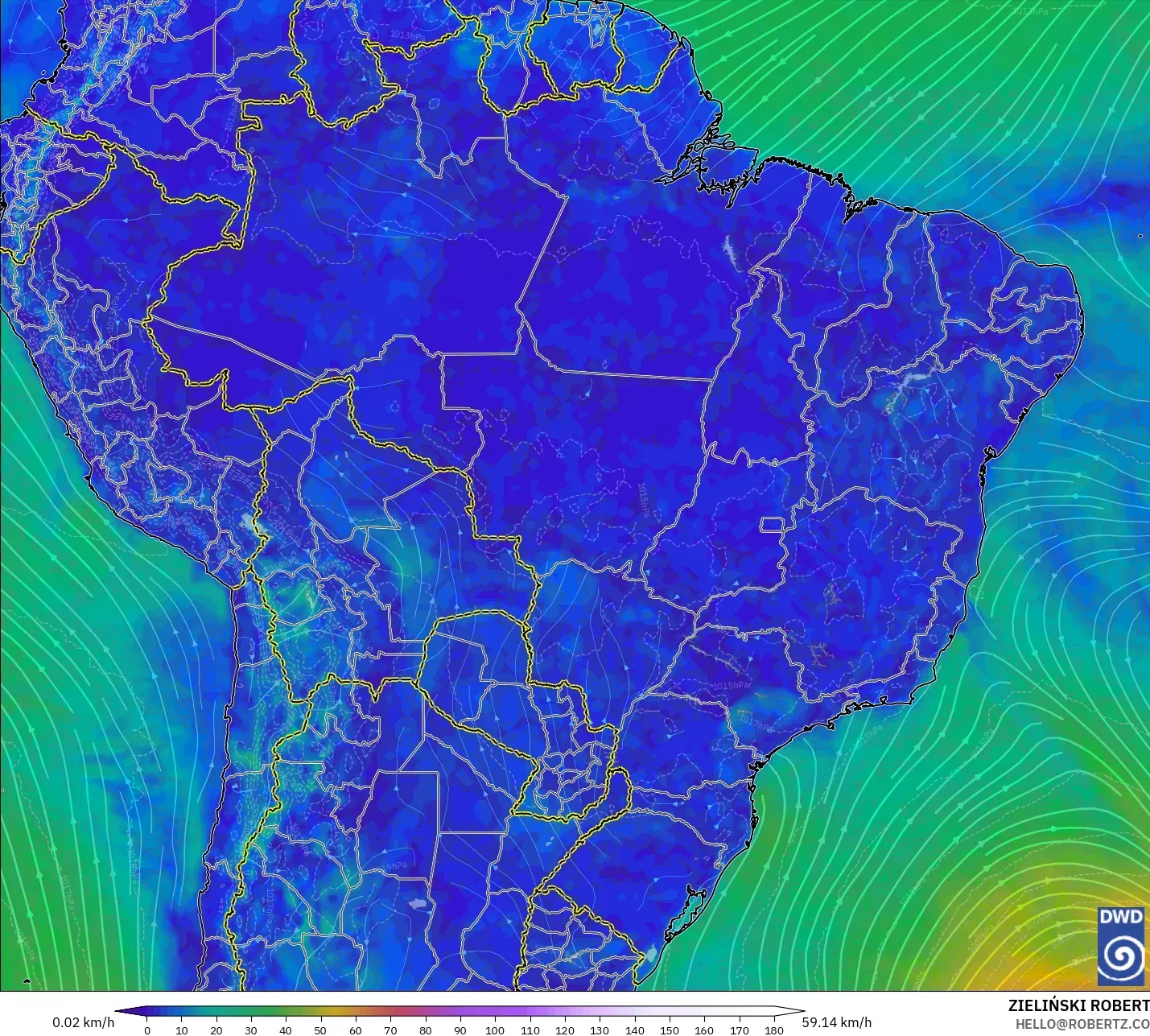 ICON model - Brazil, Angin 10 m