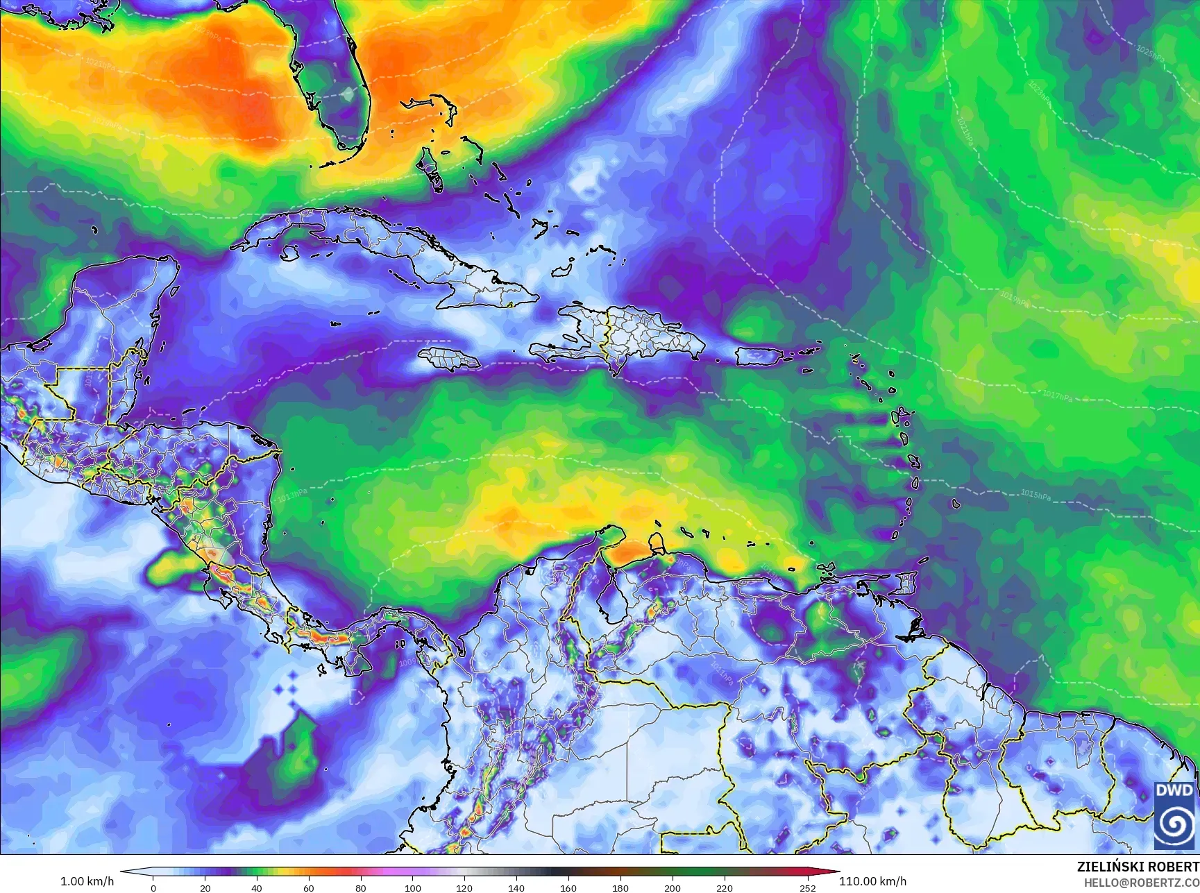 ICON model - Karibia, Hembusan Tertinggi