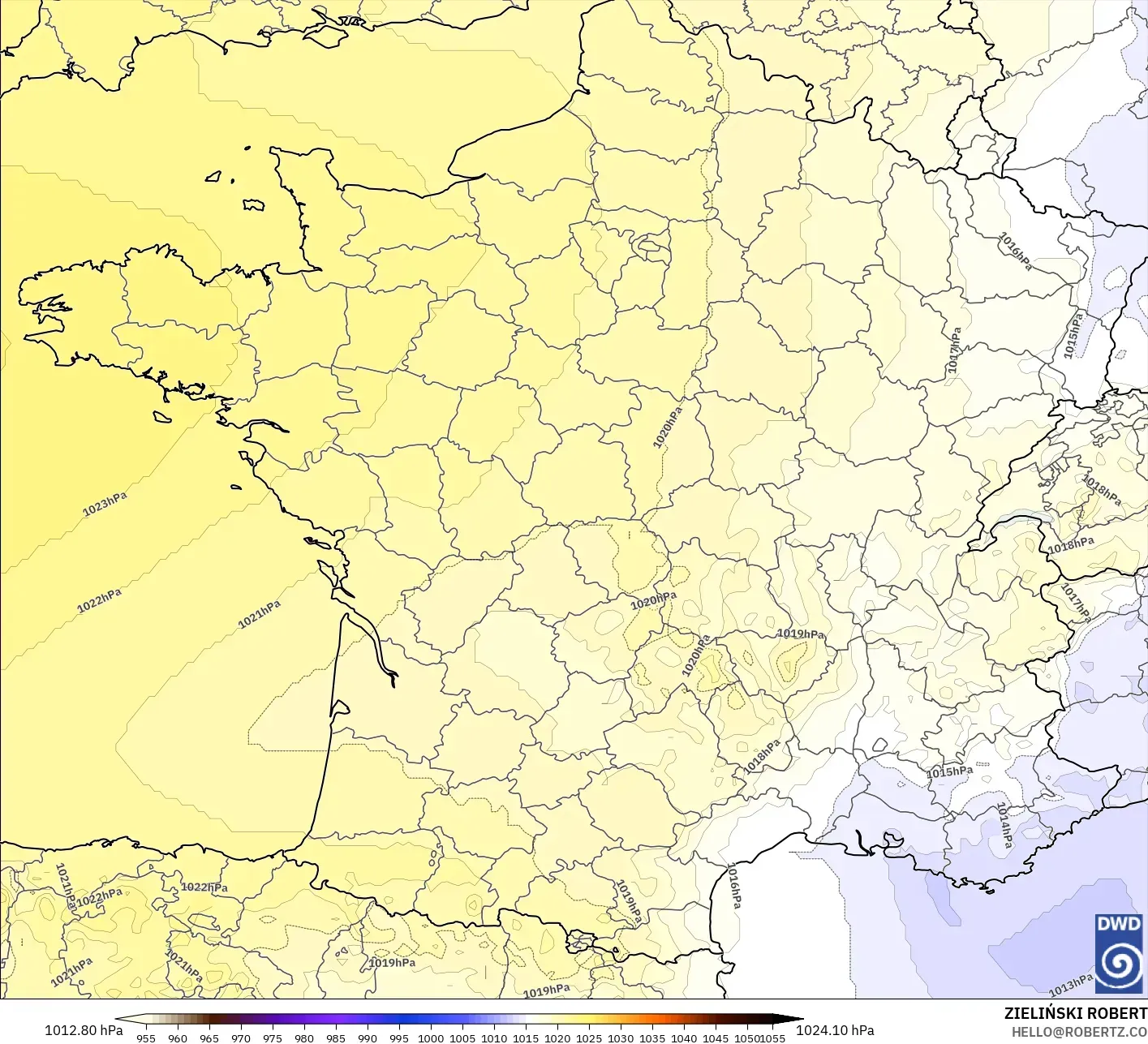 ICON modelo - France, Pressure