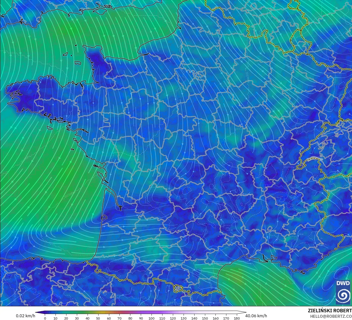 ICON model - Perancis, Angin 10 m