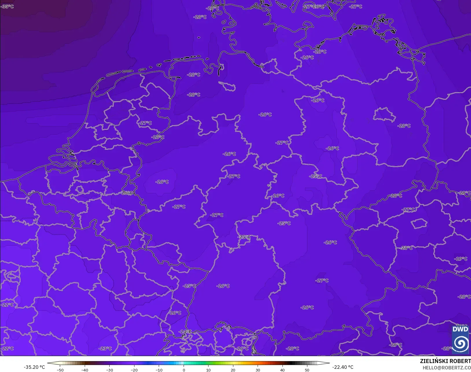 ICON model - Jerman, Suhu 500 hPa