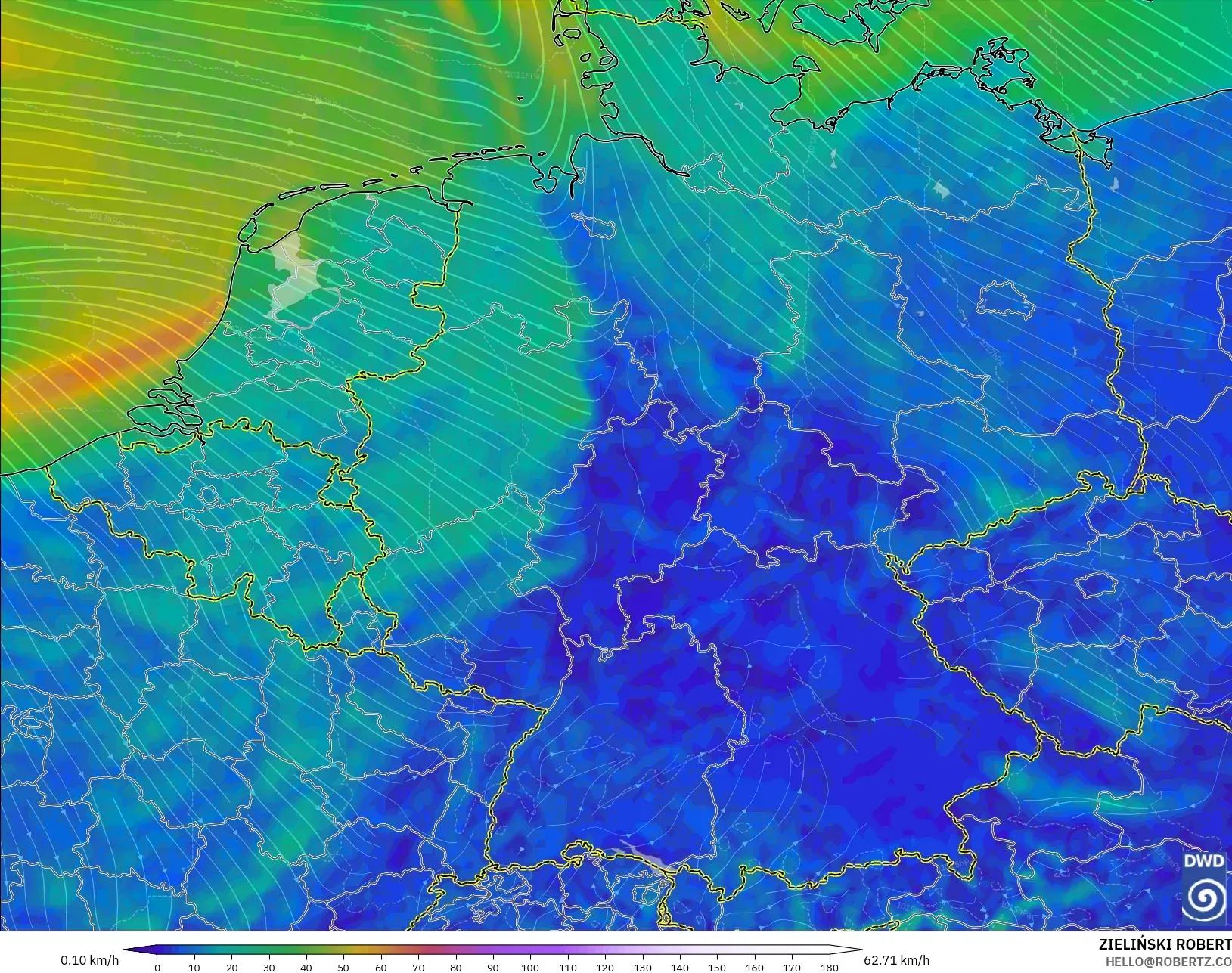 ICON model - Jerman, Angin 10 m