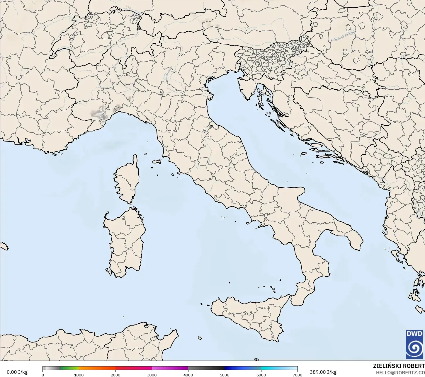 ICON modelo - Italy, CAPE