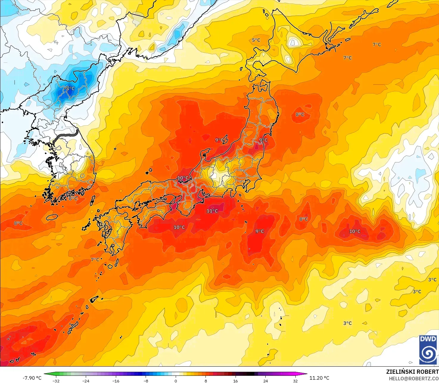 ICON model - Jepun, Anomali Suhu 850 hPa