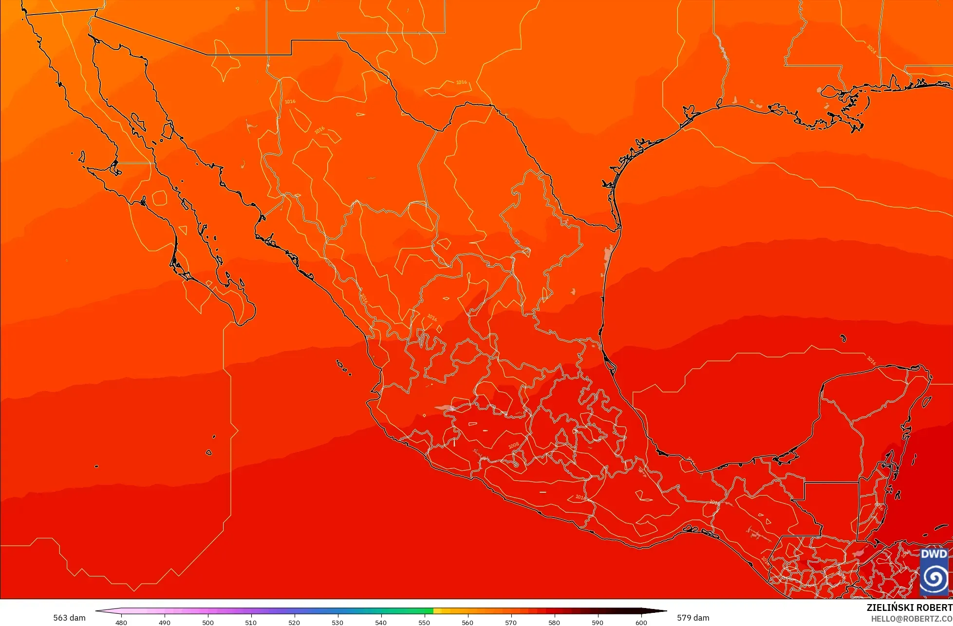 ICON model - Mexico, Ketinggian geopotensial pada 500 hPa