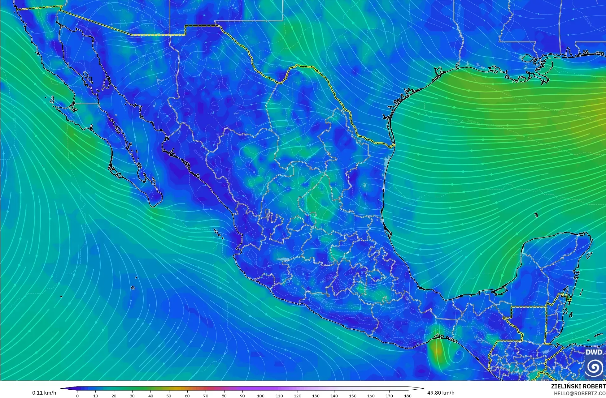 ICON model - Mexico, Angin 10 m