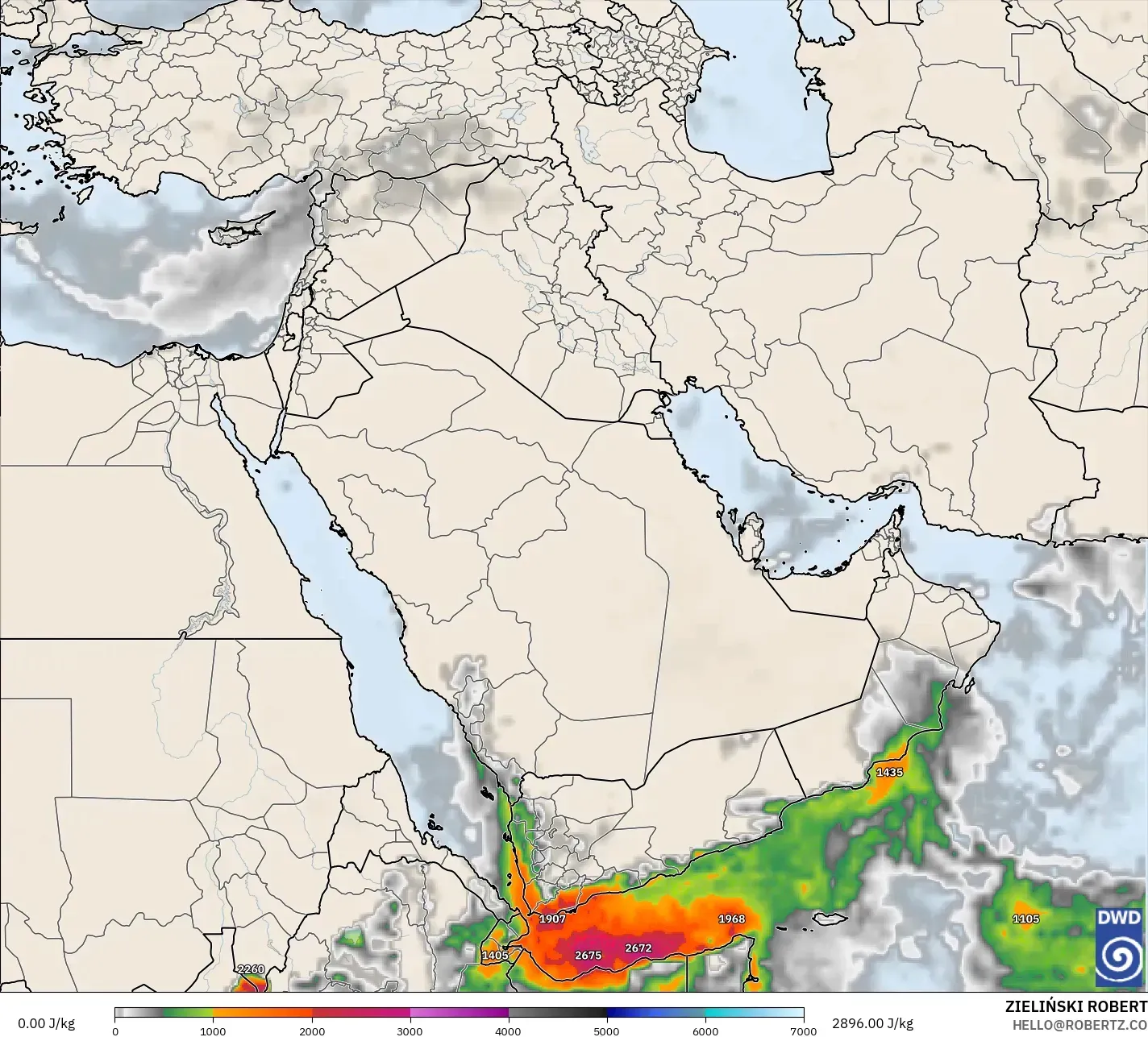 ICON model - Timur Tengah, CAPE