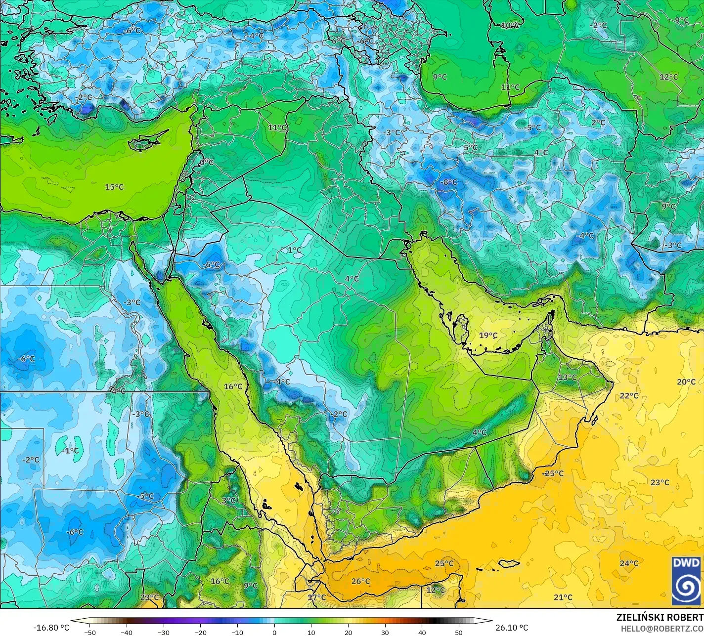 ICON model - Timur Tengah, Takat Embun 2 m