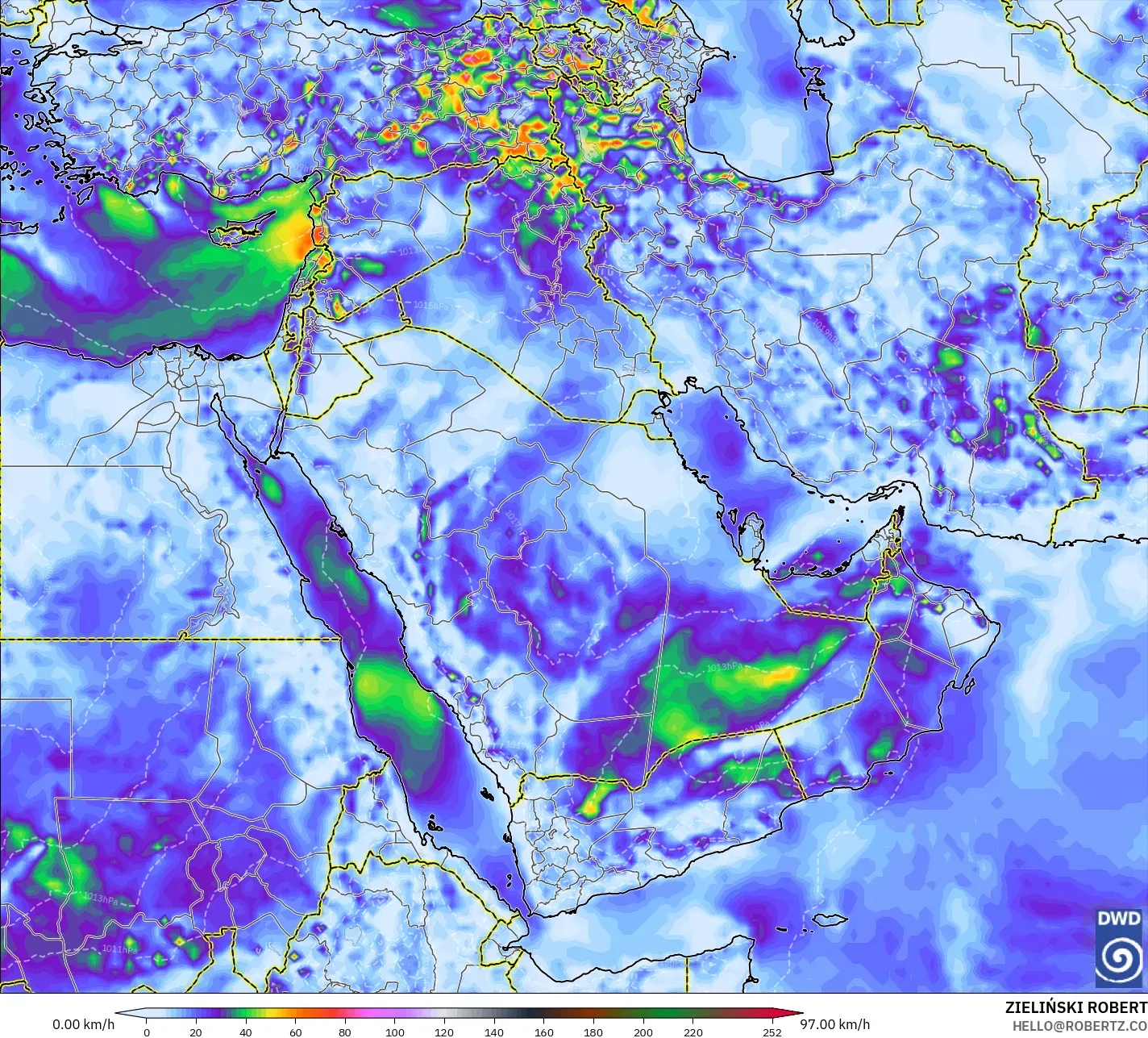 ICON model - Timur Tengah, Hembusan Angin