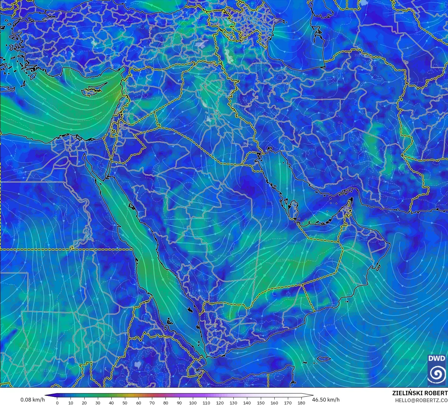 ICON model - Timur Tengah, Angin 10 m