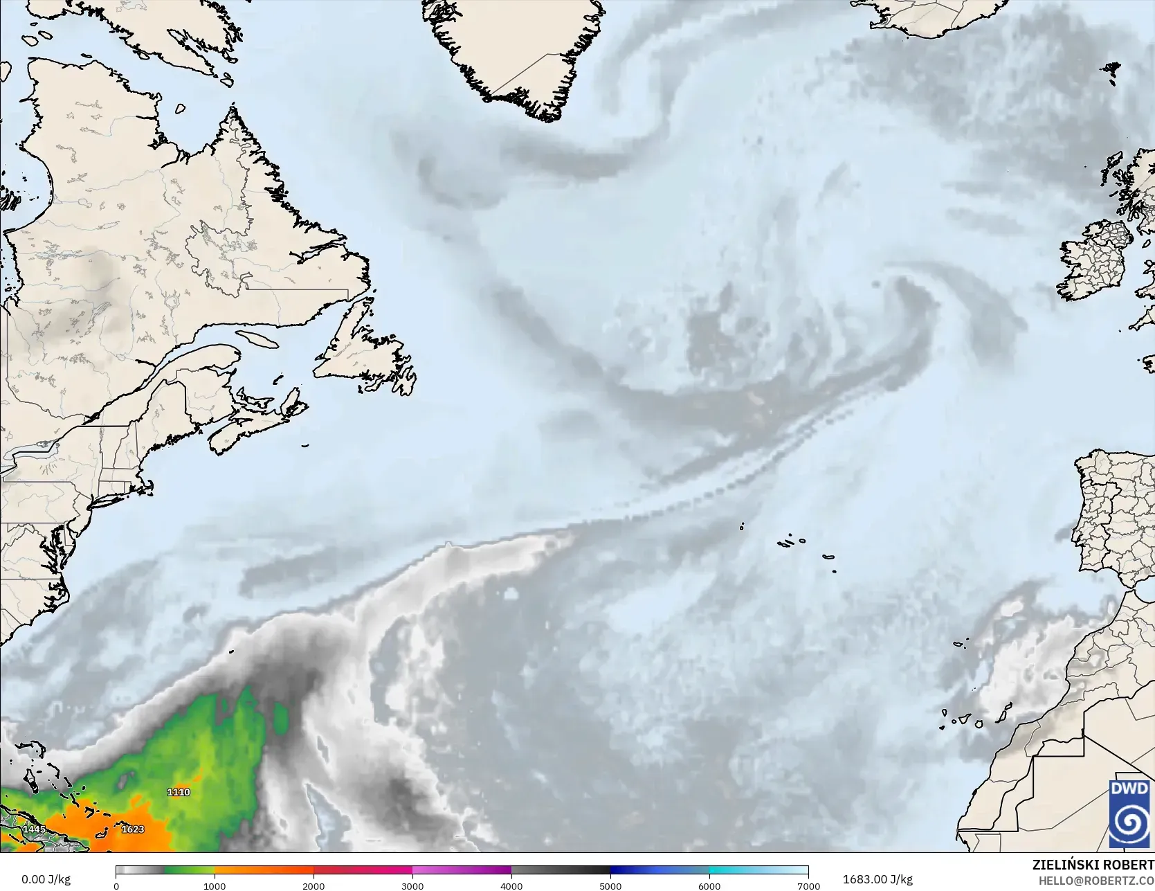 ICON model - Atlantik Utara, CAPE
