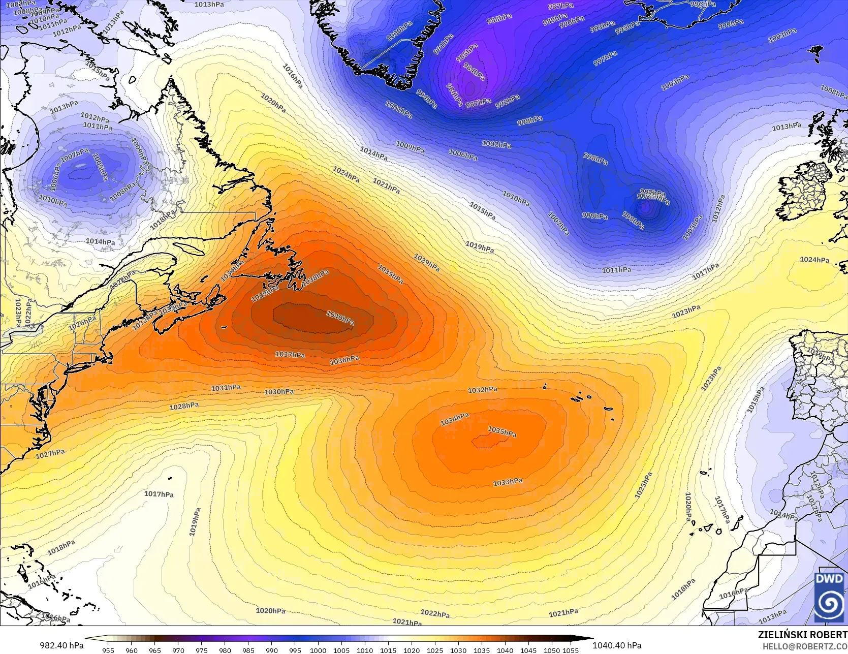 ICON model - Atlantik Utara, Tekanan