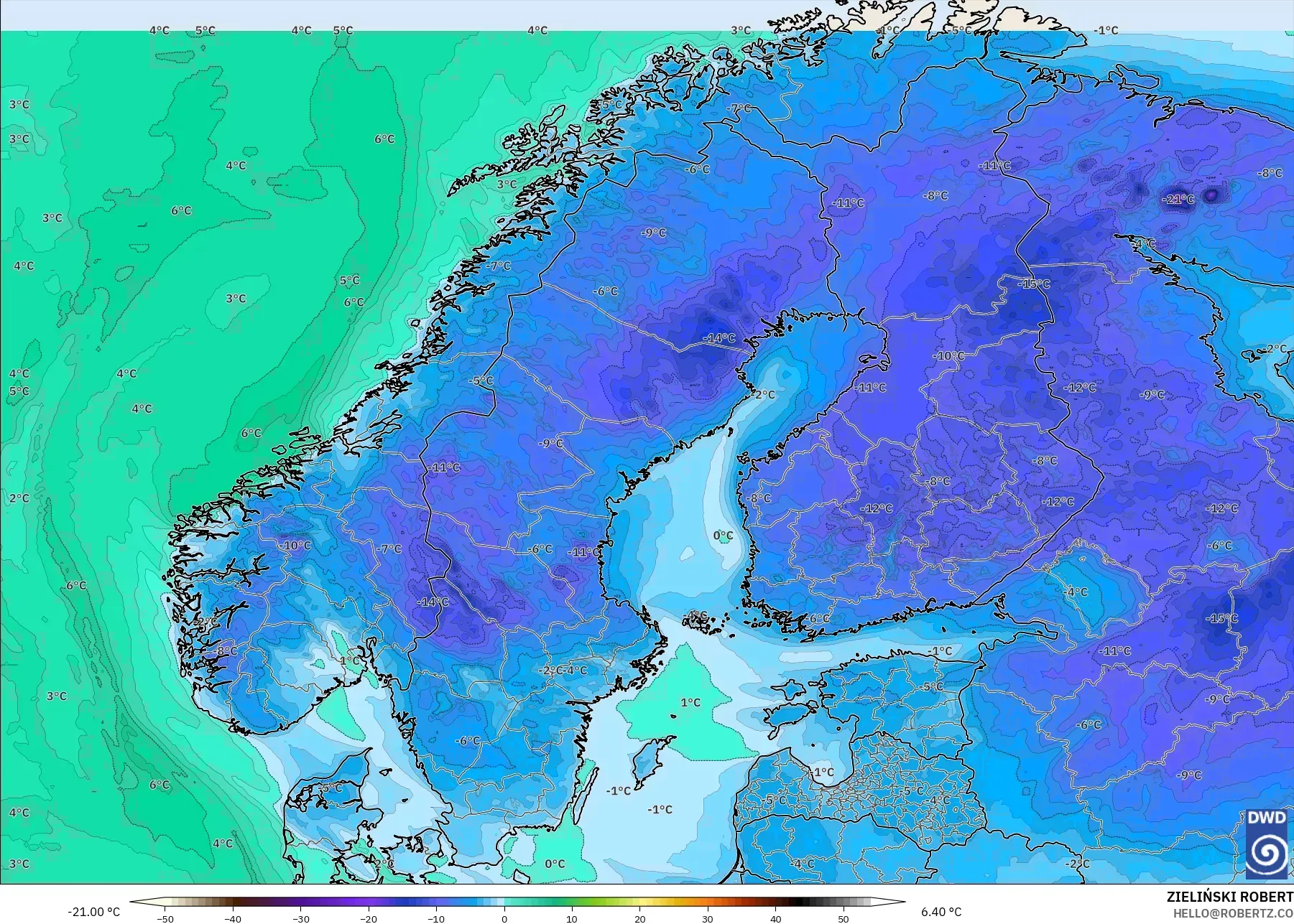 ICON model - Skandinavia, Takat Embun 2 m