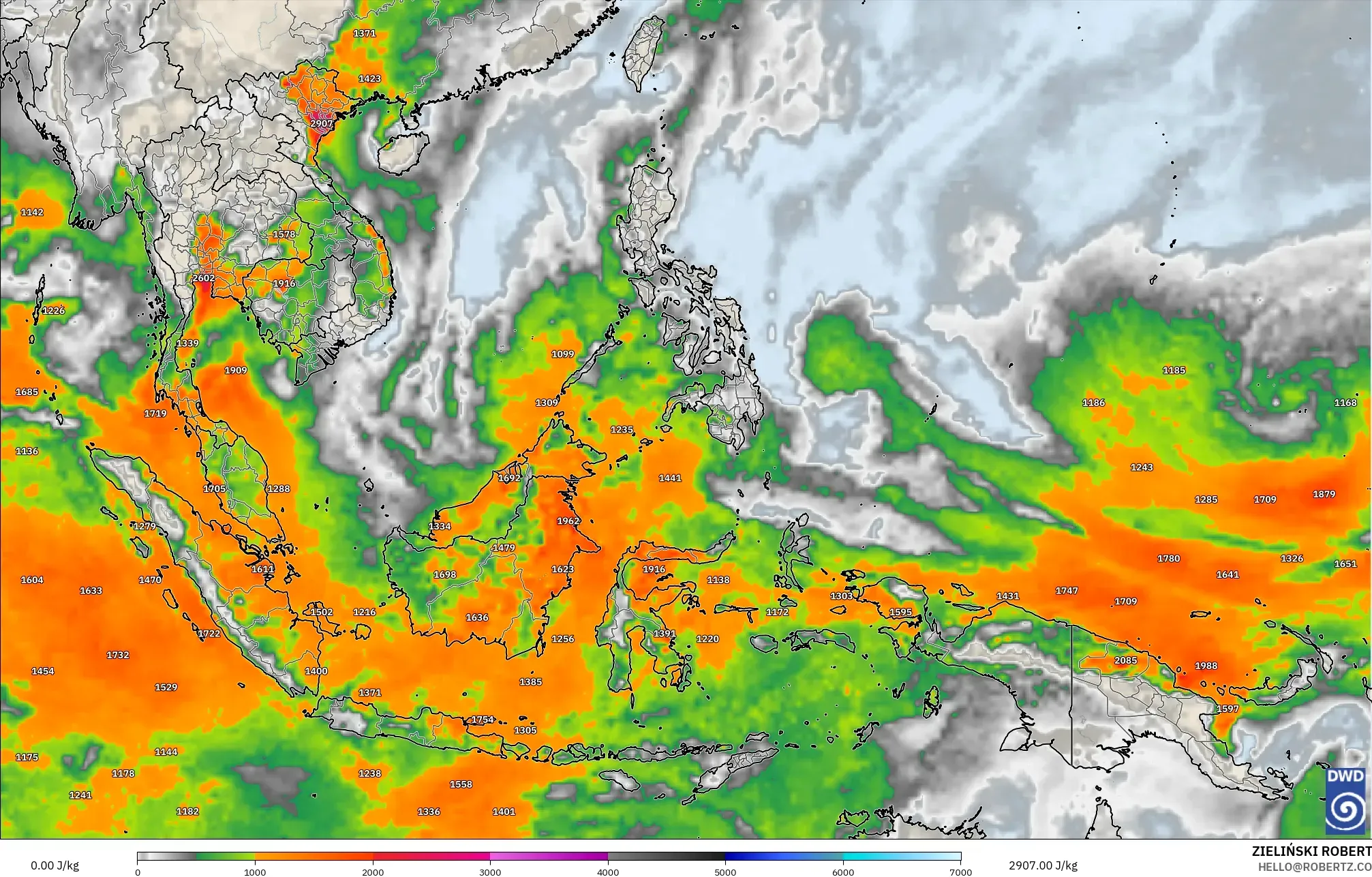 ICON modelo - South East Asia, CAPE