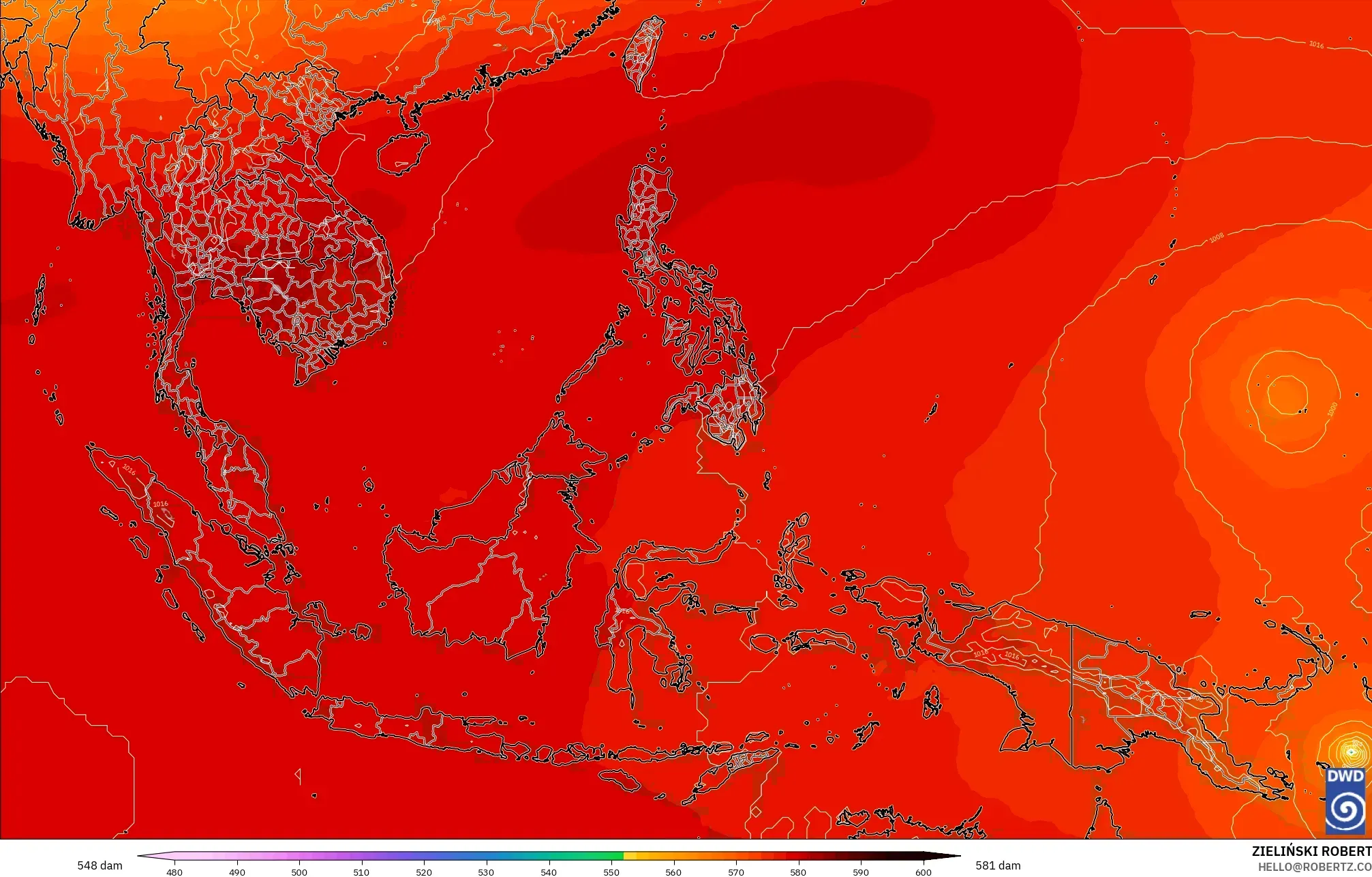 ICON model - Asia Tenggara, Ketinggian geopotensial pada 500 hPa