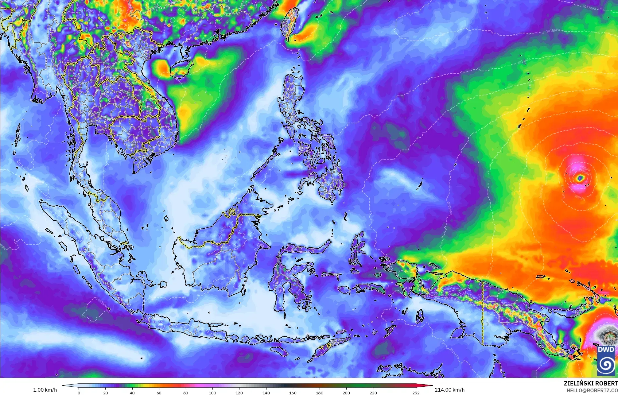 ICON model - Asia Tenggara, Hembusan Angin