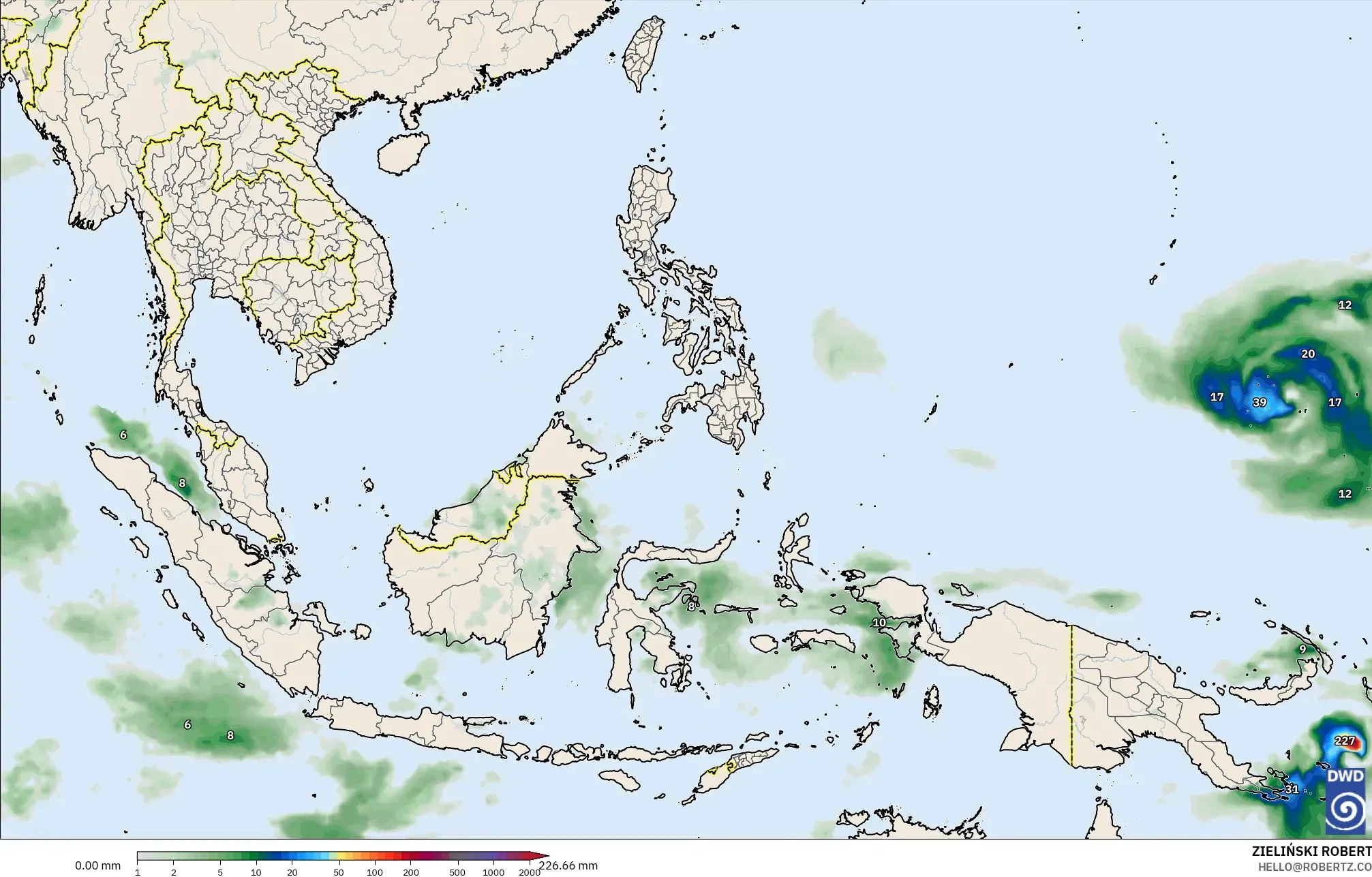 ICON model - Asia Tenggara, Pengumpulan Hujan