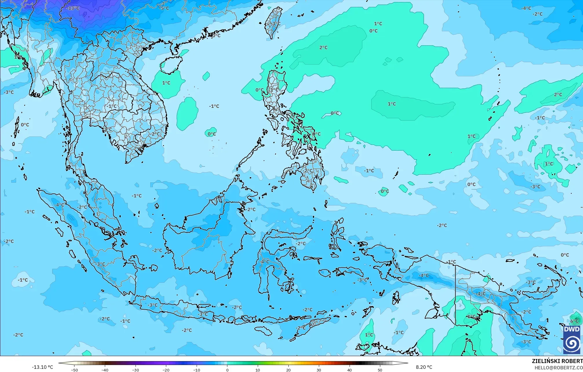 ICON model - Asia Tenggara, Suhu 500 hPa