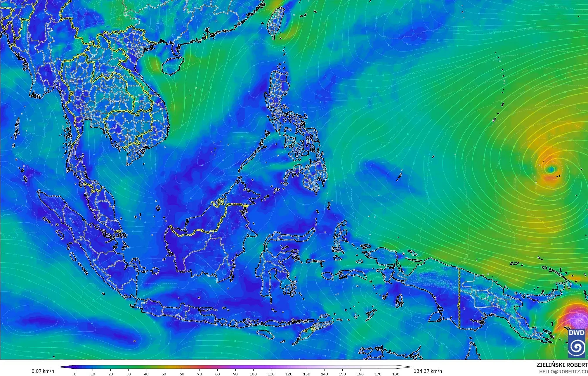ICON model - Asia Tenggara, Angin 10 m