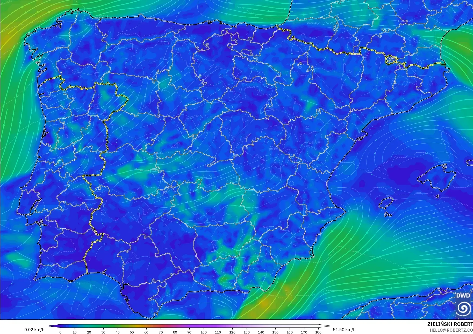 ICON model - Sepanyol, Angin 10 m