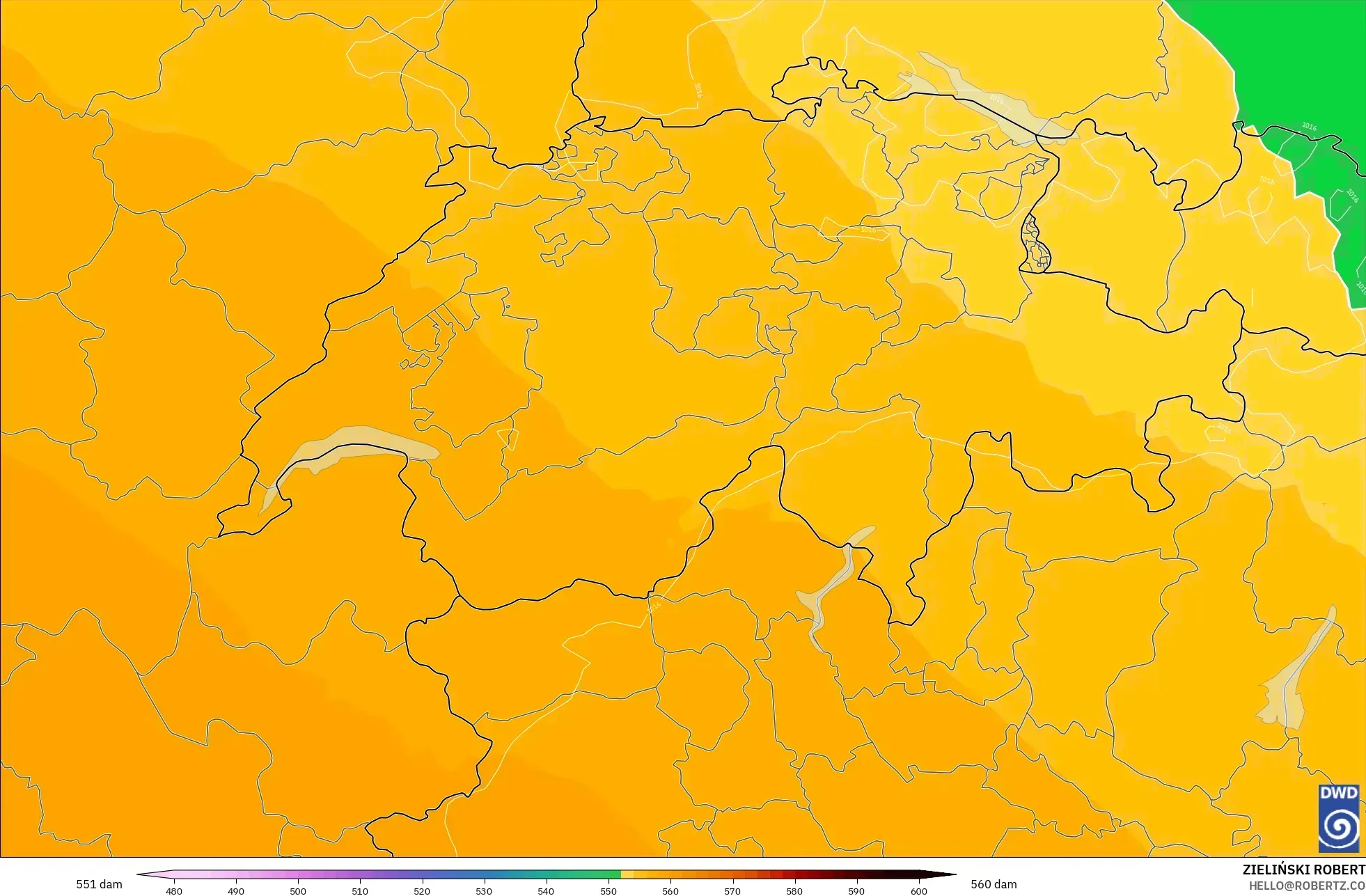 ICON model - Switzerland, Ketinggian geopotensial pada 500 hPa
