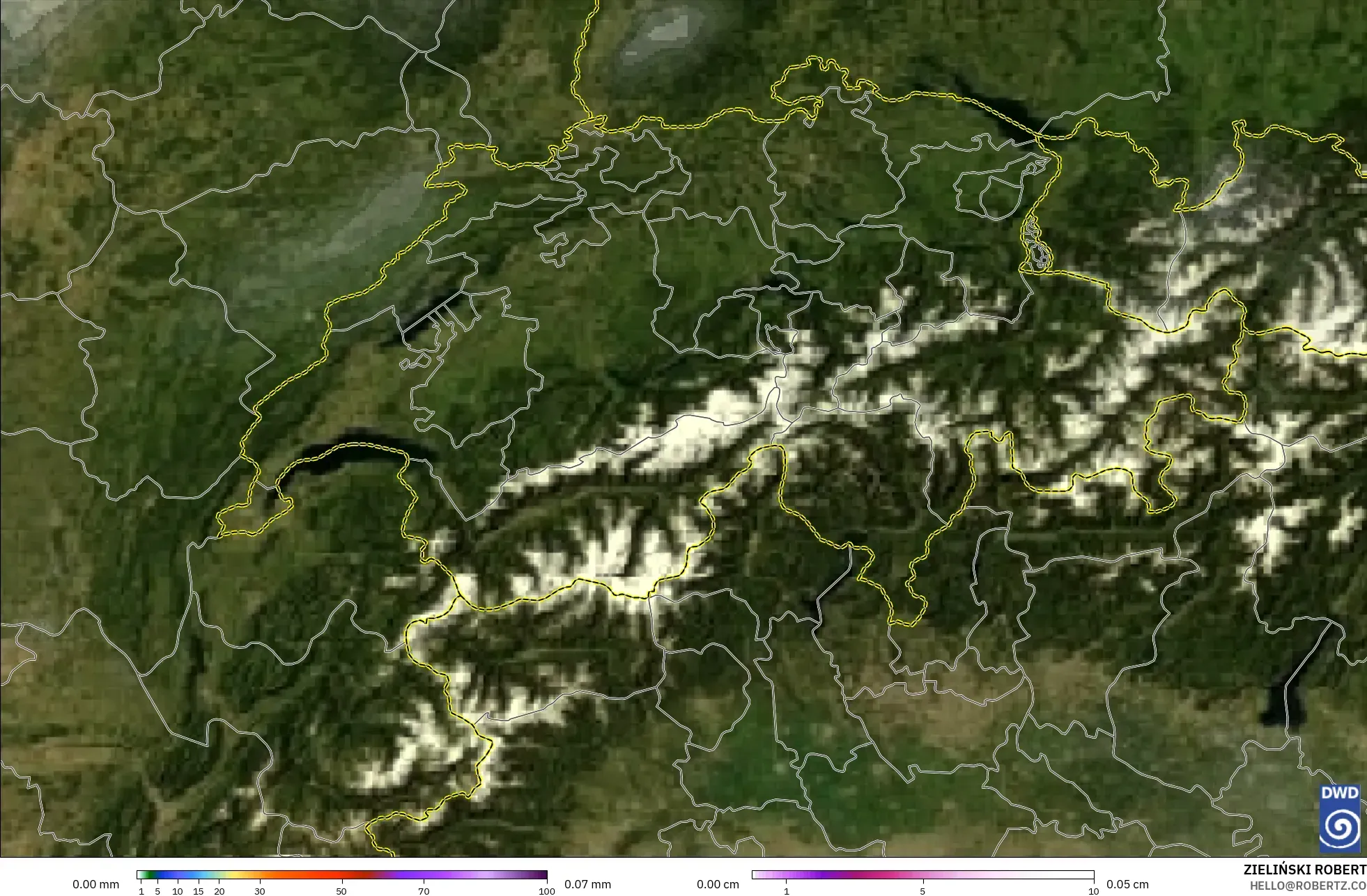 ICON modelo - Switzerland, Precipitation, Clouds, and Pressure