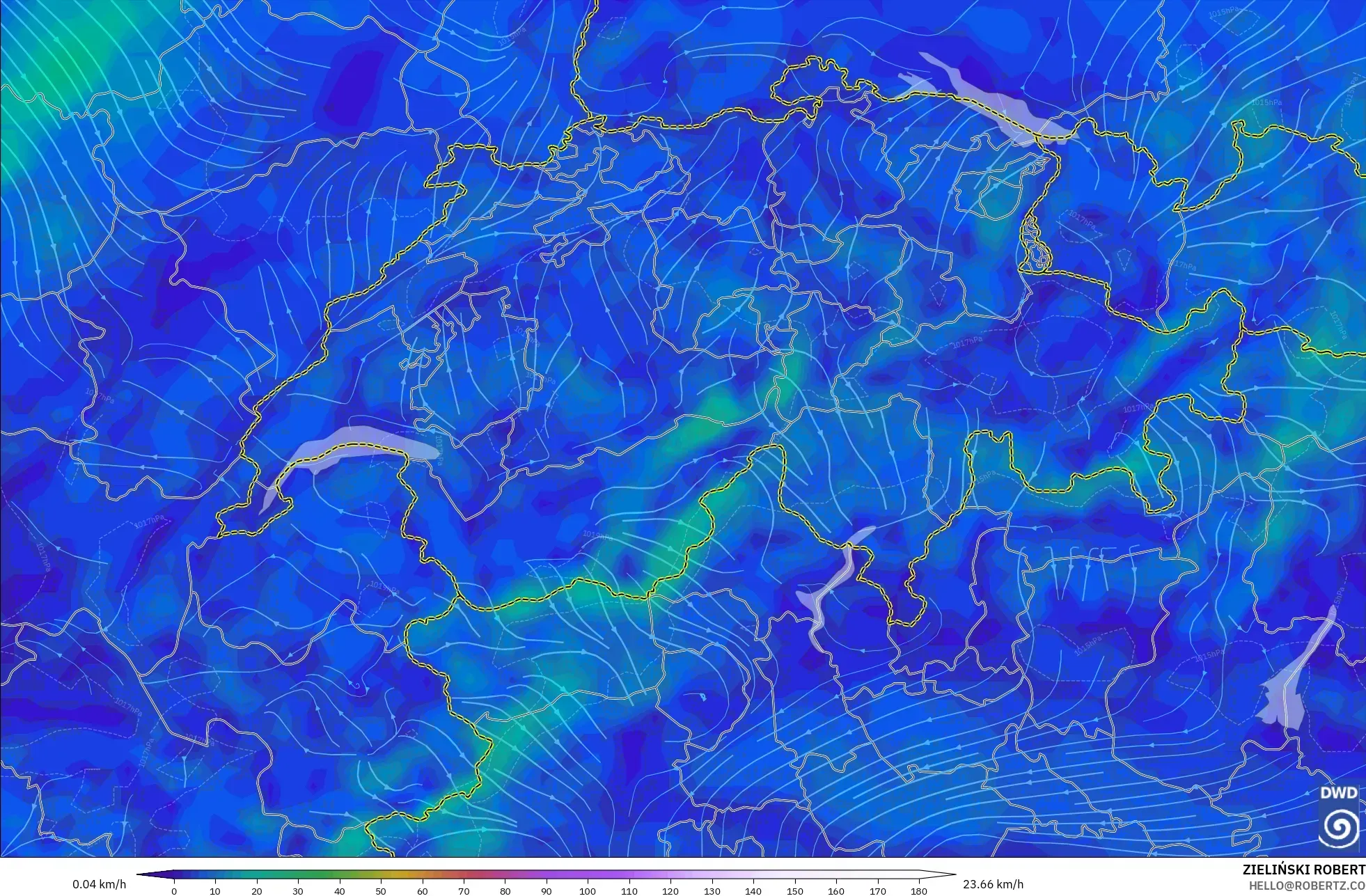 ICON model - Switzerland, Angin 10 m