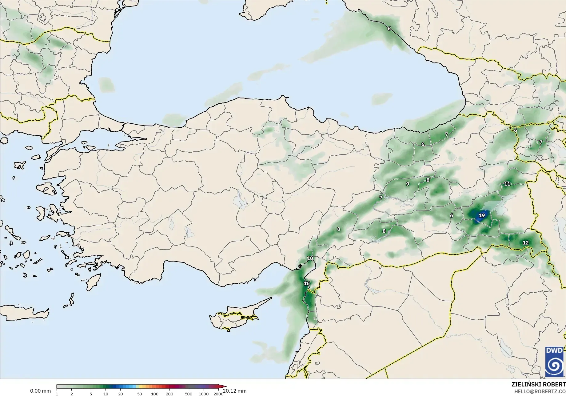 ICON model - Turki, Pengumpulan Hujan