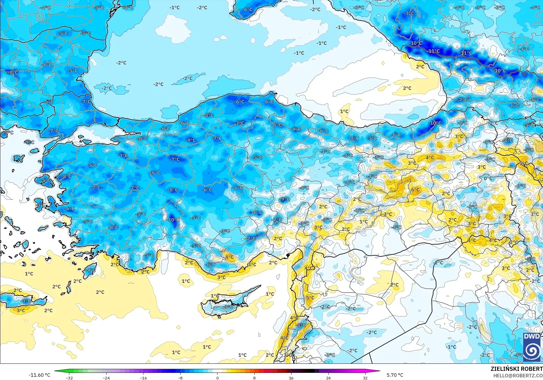 ICON model - Turki, Anomali Suhu 2 m