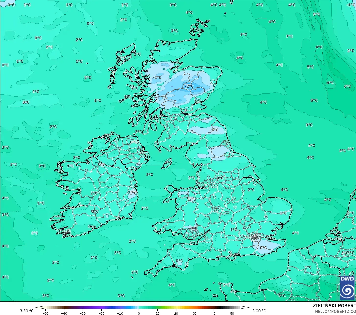 ICON model - United Kingdom, Takat Embun 2 m