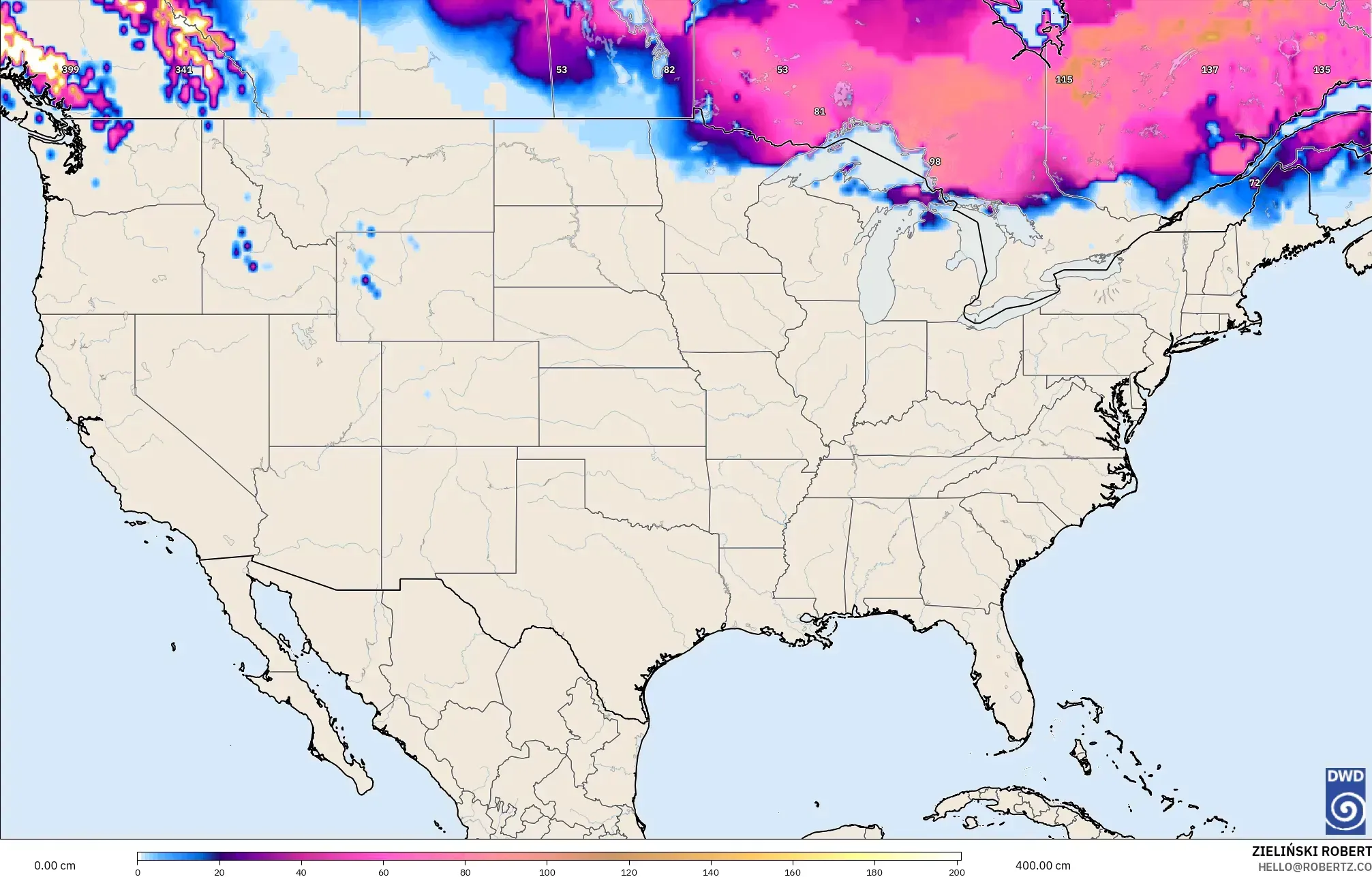 ICON model - Amerika Syarikat, Ketebalan Salji