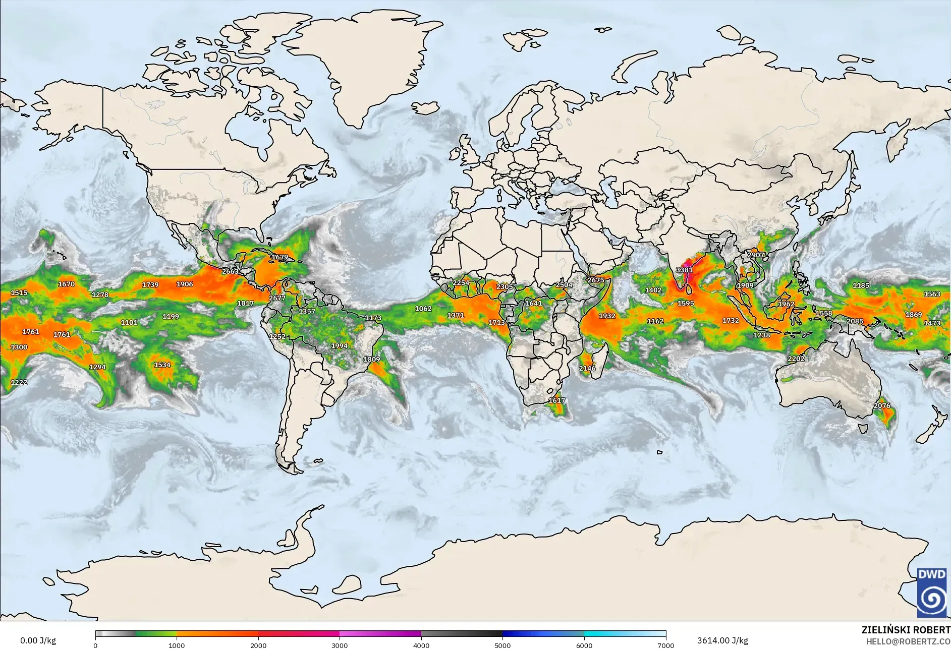ICON model - Dunia, CAPE