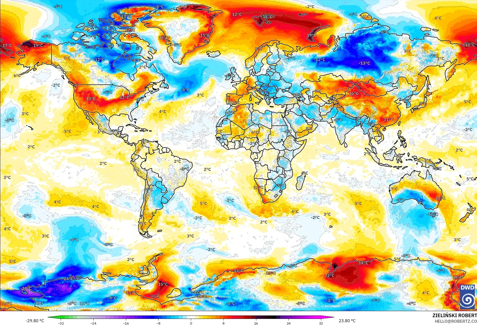 ICON model - Dunia, Anomali Suhu 2 m