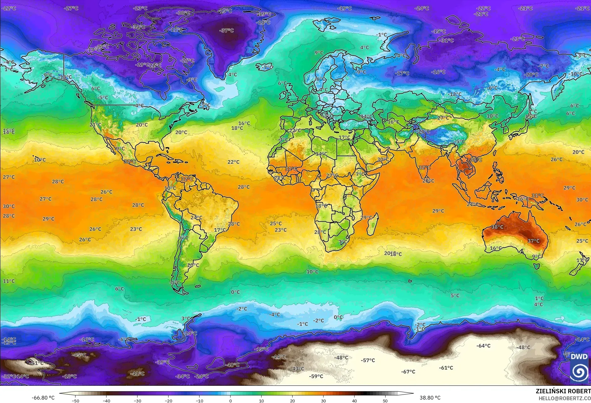 ICON model - Dunia, Suhu pada 2 m