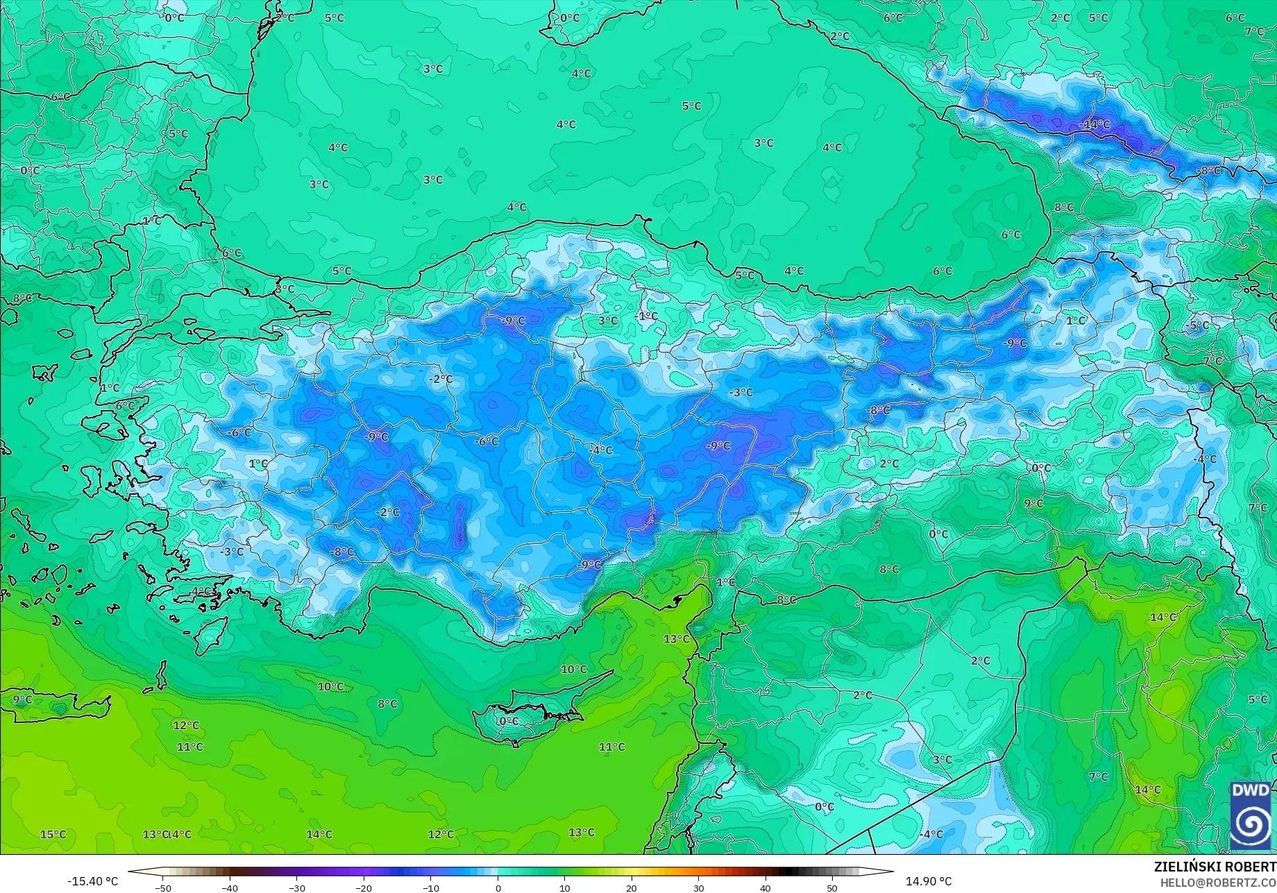 ICON model - Turkey, Dewpoint at 2m